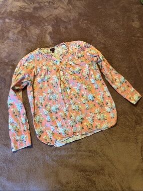 Women’s J. Crew Liberty London cotton Floral pink Long-Sleeve button blouse Top